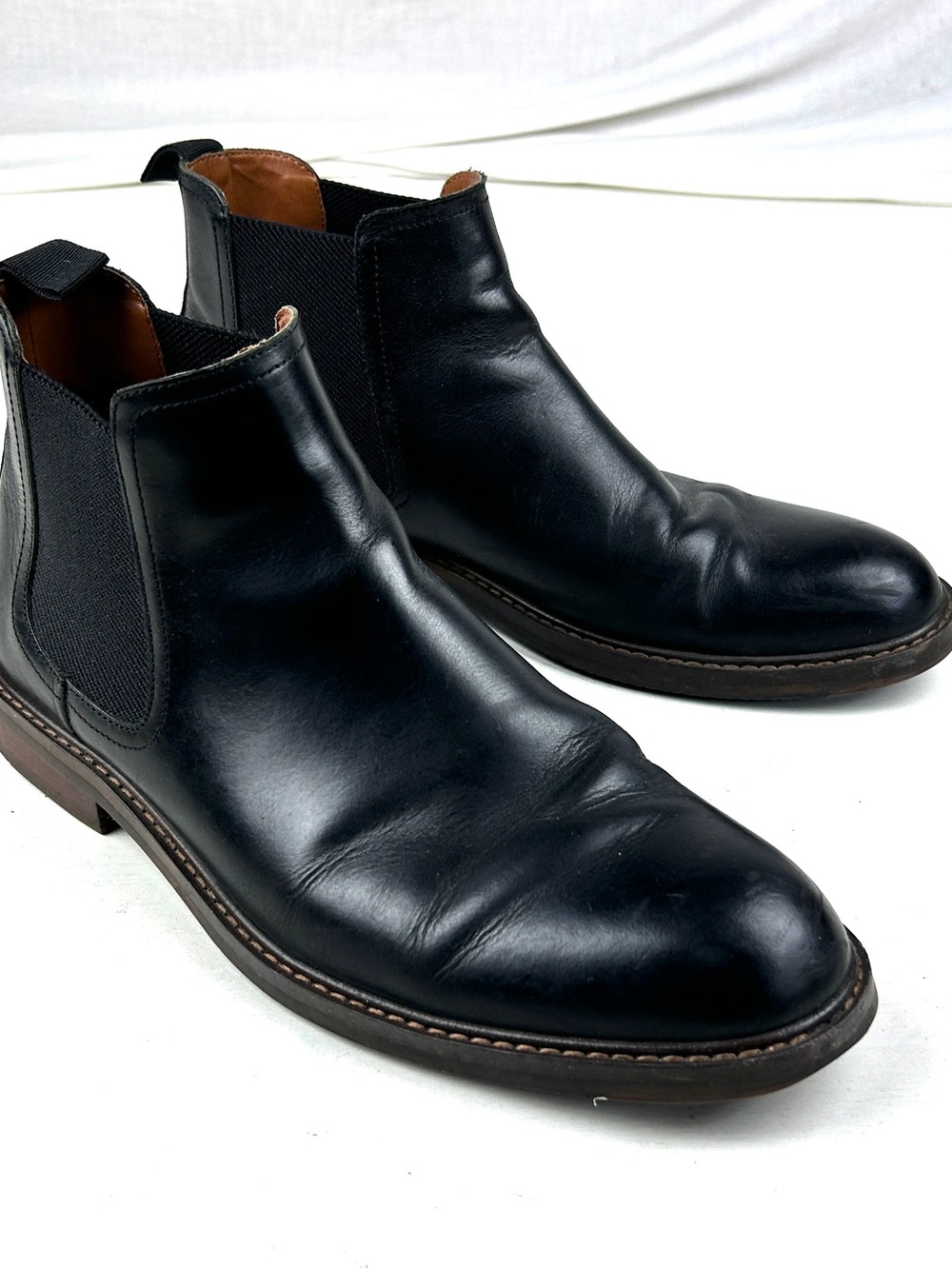 Nordstrom Men's Shop 10.5 M Italian Black Leather Chelsea Boots Pull On Ankle